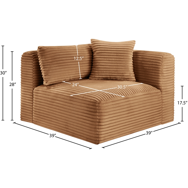 Bowery Hill Contemporary Saddle Corduroy Performance Fabric Corner Chair