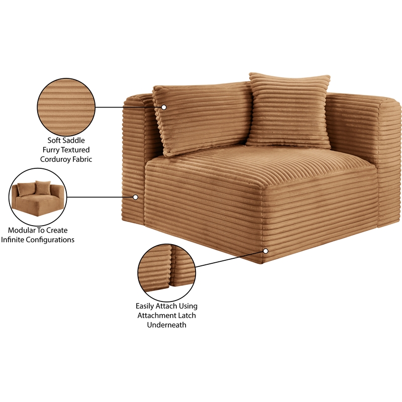 Bowery Hill Contemporary Saddle Corduroy Performance Fabric Corner Chair