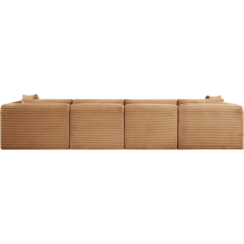 Bowery Hill Contemporary 4-Piece Saddle Corduroy Performance Fabric Modular Sofa
