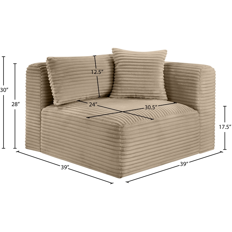 Bowery Hill Contemporary Taupe Corduroy Performance Fabric Corner Chair