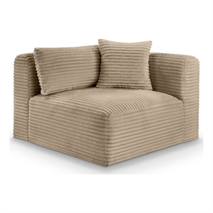 Bowery Hill Contemporary Taupe Corduroy Performance Fabric Corner Chair