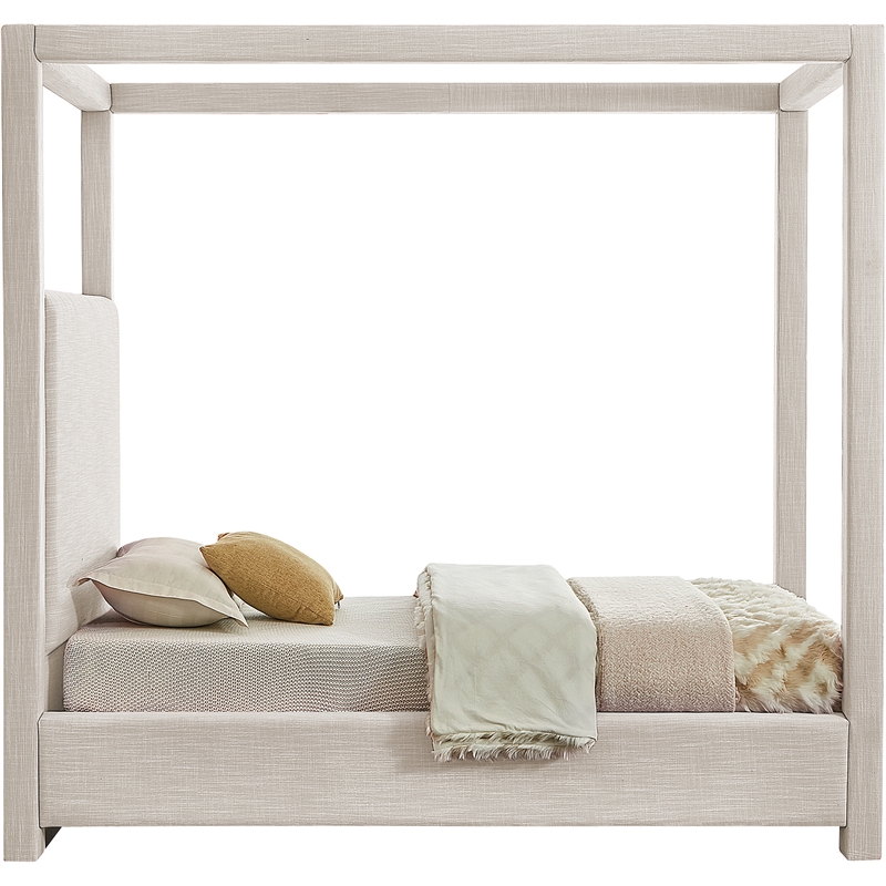 Bowery Hill Contemporary Cream Linen Textured Fabric Twin Bed