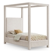 Bowery Hill Contemporary Cream Linen Textured Fabric Twin Bed