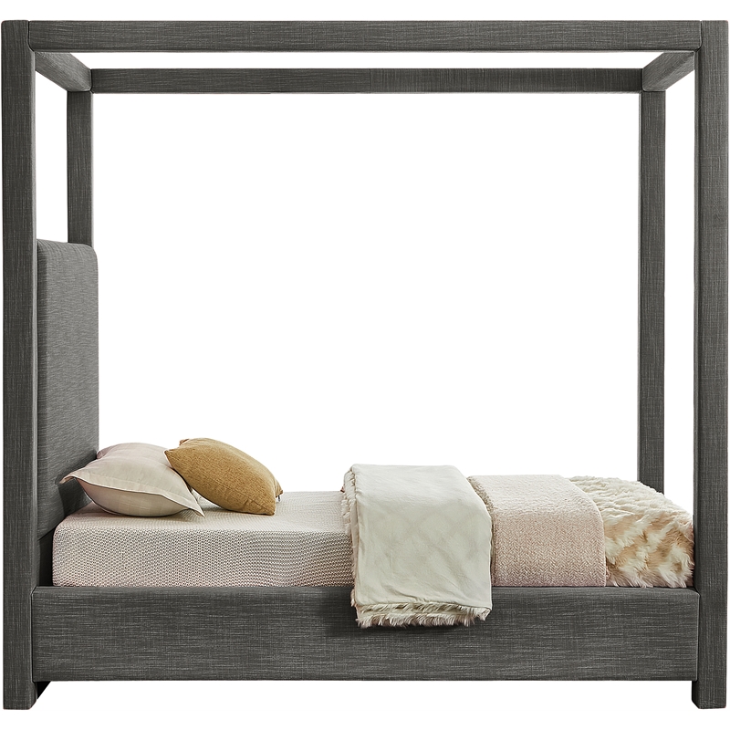 Bowery Hill Contemporary Grey Linen Textured Fabric Twin Bed