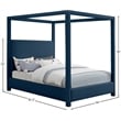 Bowery Hill Contemporary Navy Linen Textured Fabric Full Bed