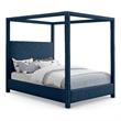 Bowery Hill Contemporary Navy Linen Textured Fabric Full Bed