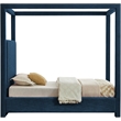 Bowery Hill Contemporary Navy Linen Textured Fabric Twin Bed