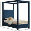Bowery Hill Contemporary Navy Linen Textured Fabric Twin Bed