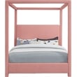 Bowery Hill Contemporary Pink Linen Textured Fabric Queen Bed