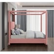 Bowery Hill Contemporary Pink Linen Textured Fabric Queen Bed