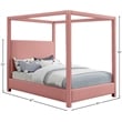 Bowery Hill Contemporary Pink Linen Textured Fabric Queen Bed