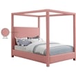 Bowery Hill Contemporary Pink Linen Textured Fabric Queen Bed