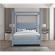 Bowery Hill Contemporary Sky Blue Linen Textured Fabric Full Bed