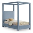 Bowery Hill Contemporary Sky Blue Linen Textured Fabric Twin Bed