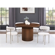 Bowery Hill Contemporary Round Brown Solid Wood and Oak Veneer Dining Table