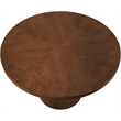 Bowery Hill Contemporary Round Brown Solid Wood and Oak Veneer Dining Table