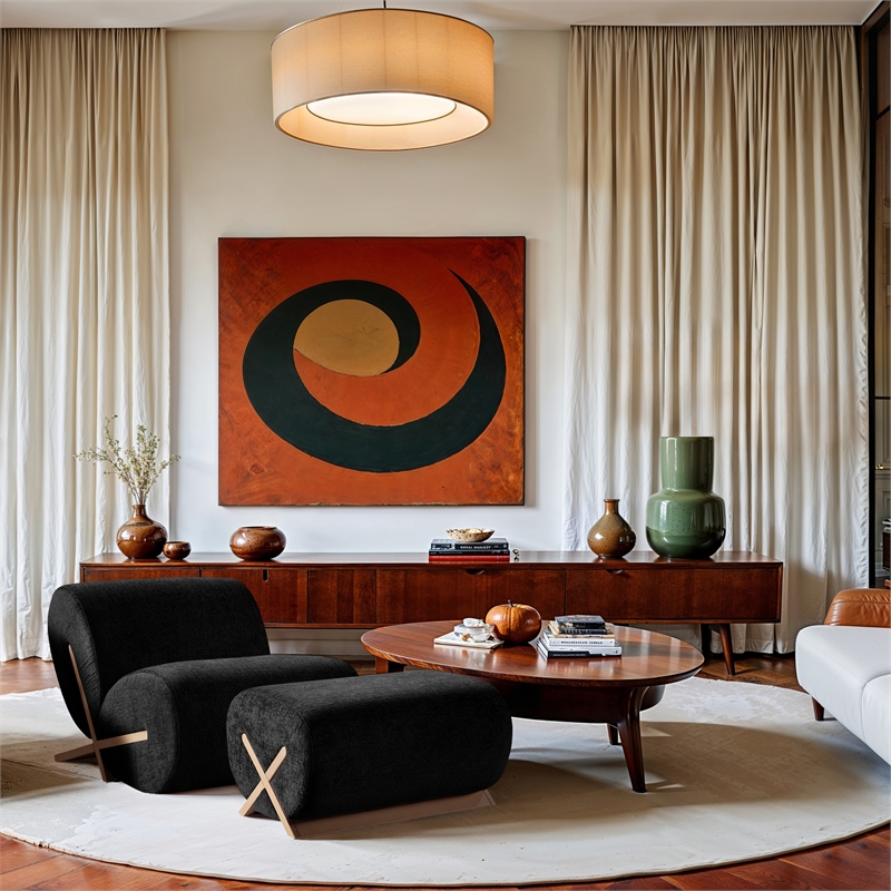 Bowery Hill Contemporary Soft Black Upholstered Accent Chair