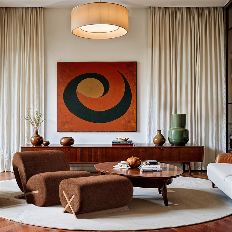 Bowery Hill Contemporary Soft Cognac Upholstered Accent Chair