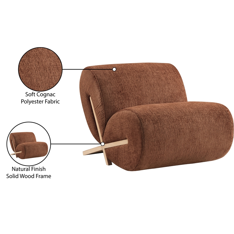 Bowery Hill Contemporary Soft Cognac Upholstered Accent Chair