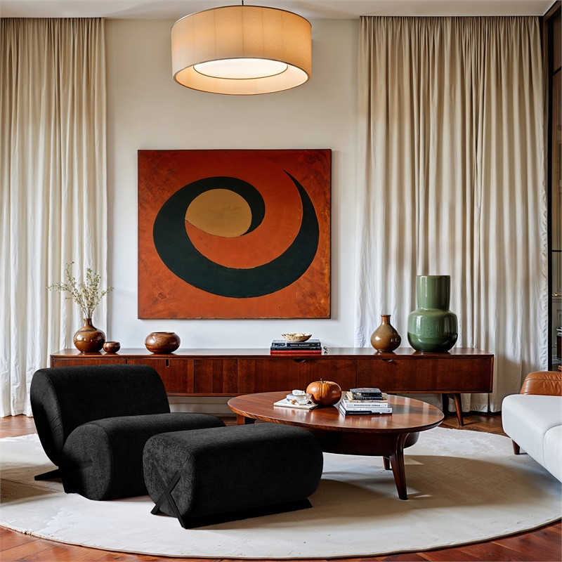 Bowery Hill Contemporary Soft Black Upholstered Accent Chair