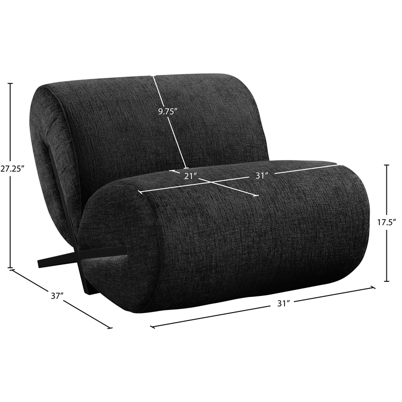 Bowery Hill Contemporary Soft Black Upholstered Accent Chair