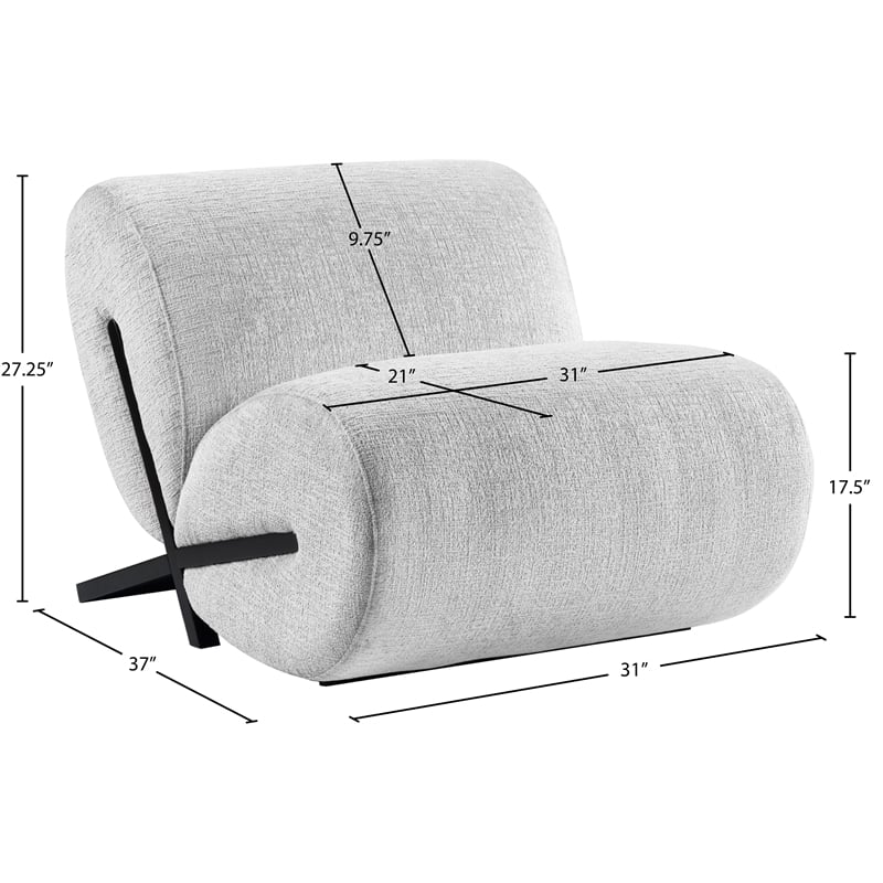 Bowery Hill Contemporary Solid Wood Frame Soft Grey Upholstered Accent Chair