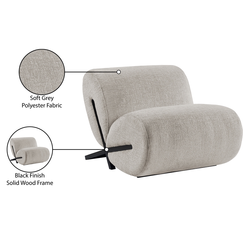 Bowery Hill Contemporary Solid Wood Frame Soft Grey Upholstered Accent Chair
