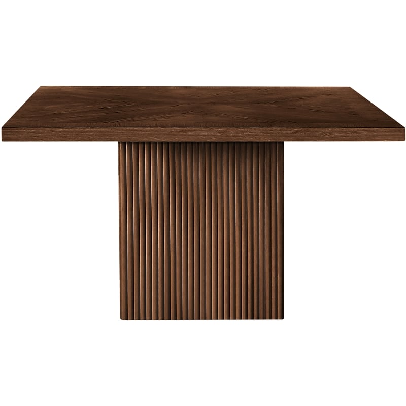 Bowery Hill Contemporary Square Brown Solid Wood And Oak Veneer Dining Table