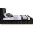 Bowery Hill Contemporary Black Durable Velvet King Fully Slatted Bed