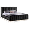 Bowery Hill Contemporary Black Durable Velvet King Fully Slatted Bed