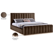Bowery Hill Contemporary Brown Durable Velvet King Fully Slatted Bed