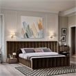 Bowery Hill Contemporary Brown Velvet King Bed with Added Panels