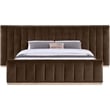 Bowery Hill Contemporary Brown Velvet King Bed with Added Panels