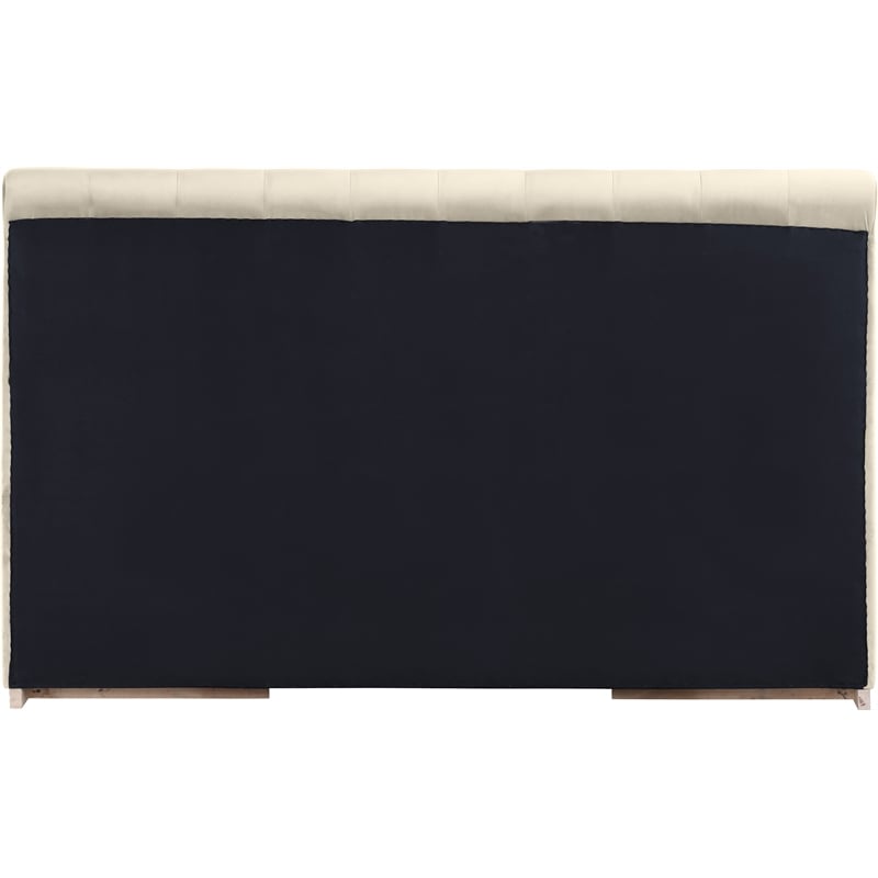 Bowery Hill Contemporary Cream Durable Velvet King Fully Slatted Bed