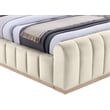 Bowery Hill Contemporary Cream Durable Velvet King Fully Slatted Bed