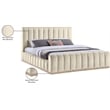 Bowery Hill Contemporary Cream Durable Velvet King Fully Slatted Bed