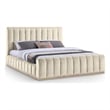 Bowery Hill Contemporary Cream Durable Velvet King Fully Slatted Bed