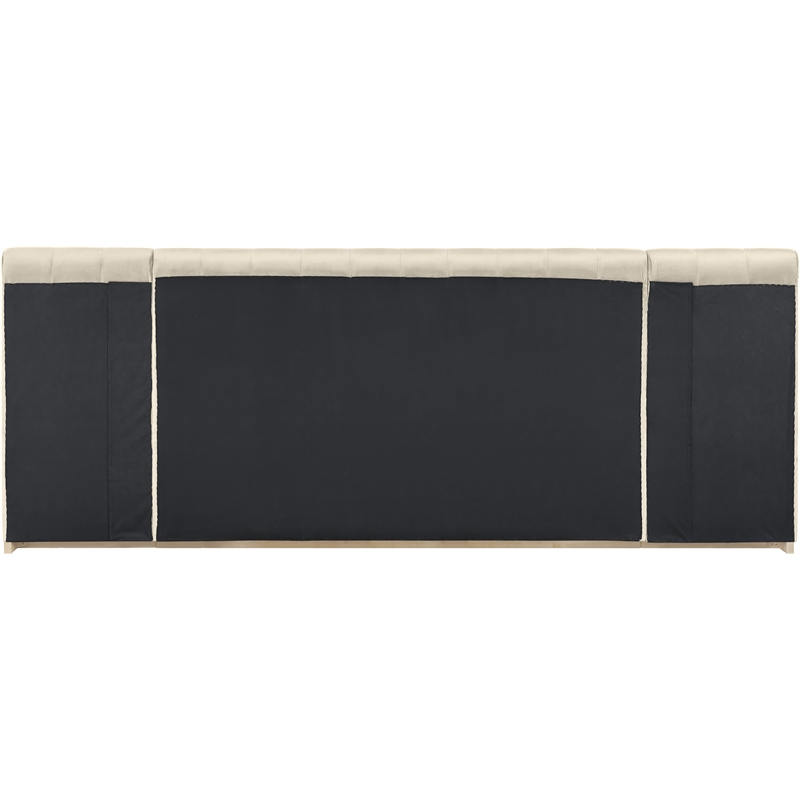 Bowery Hill Contemporary Cream Velvet King Bed with Added Panels
