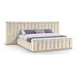 Bowery Hill Contemporary Cream Velvet King Bed with Added Panels