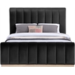 Bowery Hill Contemporary Black Durable Velvet Queen Fully Slatted Bed