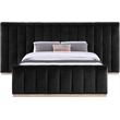 Bowery Hill Contemporary Black Velvet Queen Bed with Added Panels