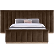 Bowery Hill Contemporary Brown Velvet Queen Bed with Added Panels