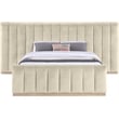 Bowery Hill Contemporary Cream Velvet Queen Bed with Added Panels