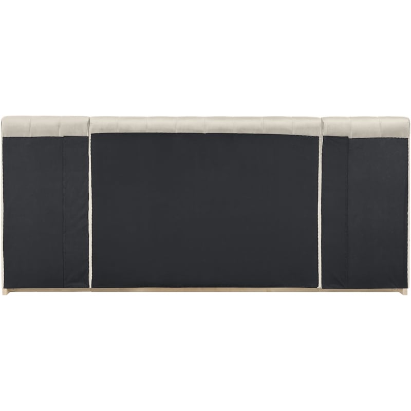 Bowery Hill Contemporary Cream Velvet Queen Bed with Added Panels