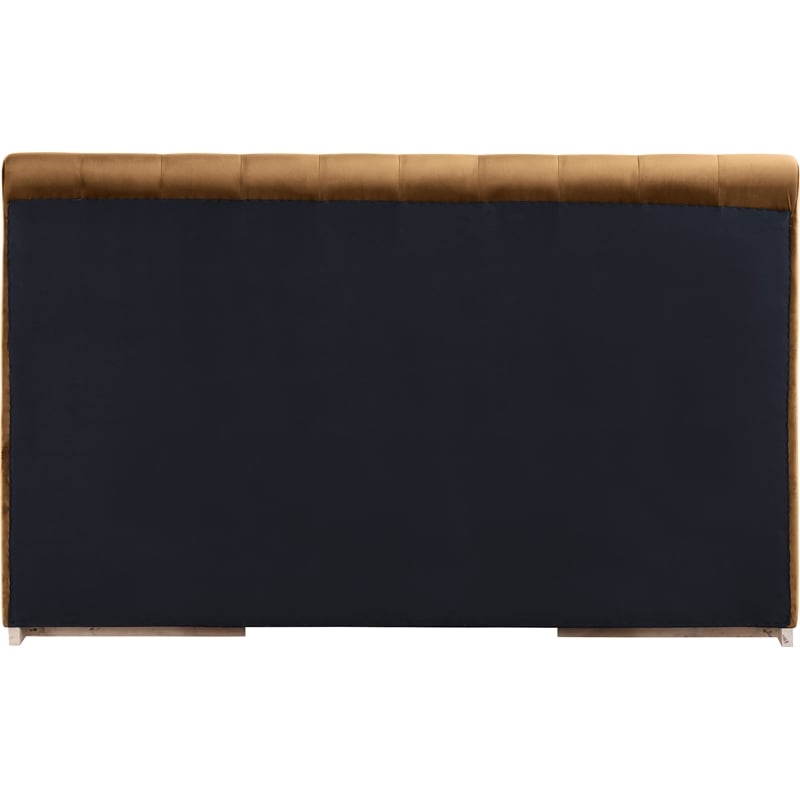 Bowery Hill Contemporary Saddle Durable Velvet King Fully Slatted Bed