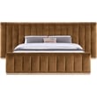 Bowery Hill Contemporary Saddle Velvet King Bed with Added Panels