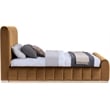 Bowery Hill Contemporary Saddle Durable Velvet Queen Fully Slatted Bed