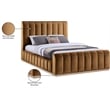Bowery Hill Contemporary Saddle Durable Velvet Queen Fully Slatted Bed