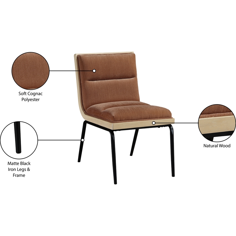 Bowery Hill Contemporary Cognac Polyester Dining Chair (Set of 2)