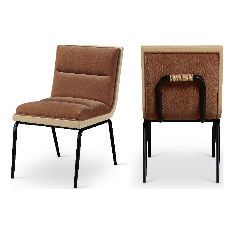 Bowery Hill Contemporary Cognac Polyester Dining Chair (Set of 2)